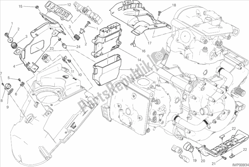 All parts for the Engine Control Unit of the Ducati Monster 1200 R USA 2017